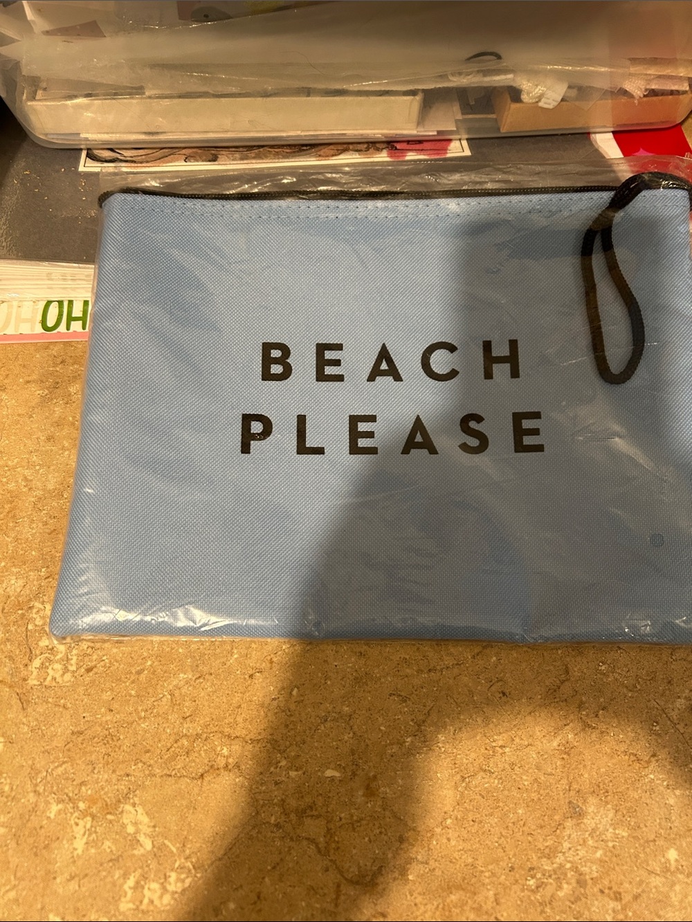 NWOT Milly Light Blue 'Beach Please' Wristlet Pouch